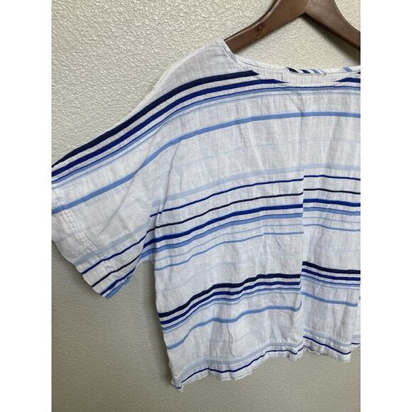 Chicos womens beachy top nautical 1 medium casual capsule stripe white blue - Picture 2 of 4